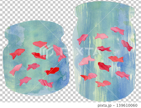 金魚鉢の赤い金魚 139610060