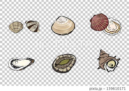 Illustration of a shellfish set - Seafood ingredient materials Illustration of a shellfish set - Seafood ingredient materials 139610171