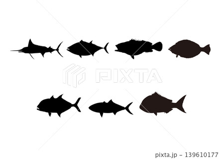 憧れの釣魚シルエットセット 大型魚素材 憧れの釣魚シルエットセット 大型魚素材 139610177