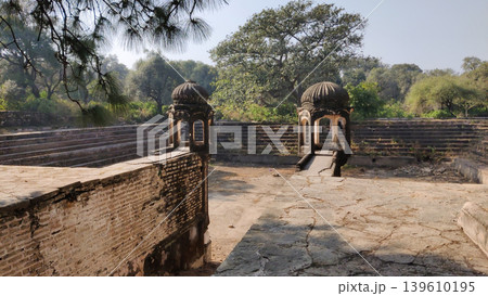 Tilla Jogian pakistan Mughal pond with jogi samadhis along the stone edge Tilla Jogian pakistan Mughal pond with jogi samadhis along the stone edge 139610195