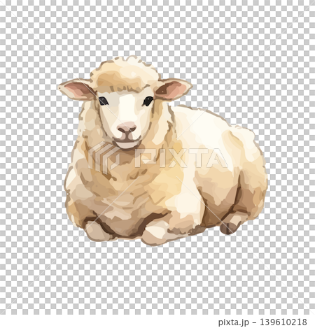 Watercolor-style illustration of a sheep Watercolor-style illustration of a sheep 139610218