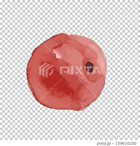 水彩風格的醃梅和紅紫蘇葉插圖 139610250
