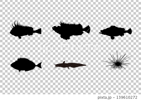 危険生物シルエットセット 海の危険な生き物素材 危険生物シルエットセット 海の危険な生き物素材 139610272