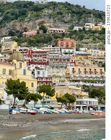 Positano village on Amalfi Coast with beach and cliffs, Italy Positano village on Amalfi Coast with beach and cliffs, Italy 139610723