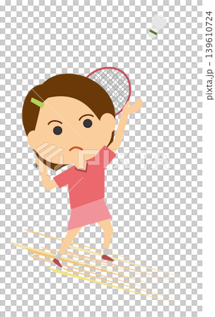 女羽球運動員的插圖 139610724
