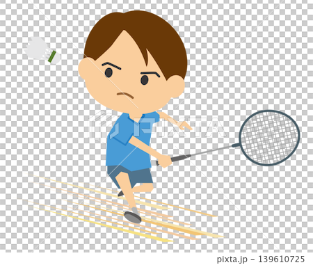 男性羽球運動員的插圖 139610725