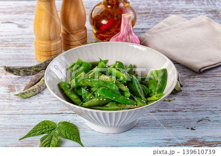Steamed green bean strings heap Steamed green bean strings heap 139610739
