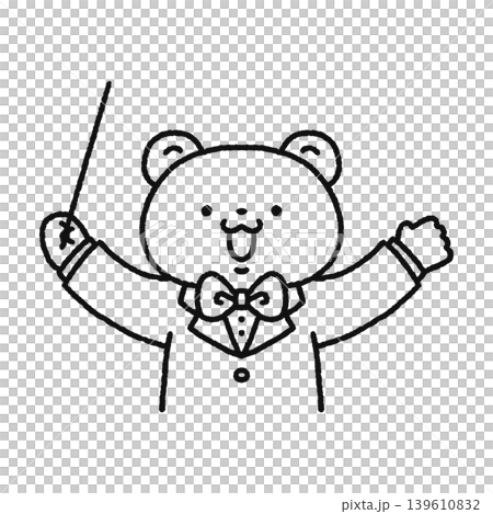 A cute bear conductor (line drawing) A cute bear conductor (line drawing) 139610832
