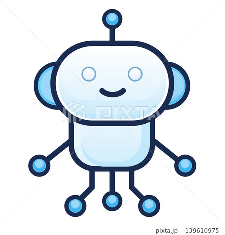 ロボットキャラクターのシンプルなアイコンイラスト、電源OFF・シャットダウン・スリープ 139610975