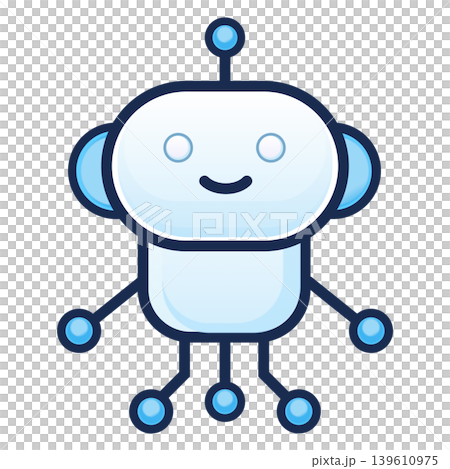 ロボットキャラクターのシンプルなアイコンイラスト、電源OFF・シャットダウン・スリープ 139610975