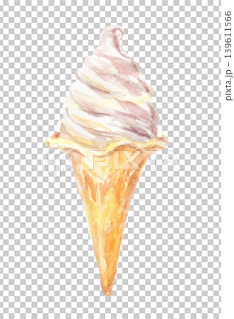 Soft serve ice cream watercolor illustration Soft serve ice cream watercolor illustration 139611566