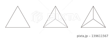 シンプルな三角錐のベクターイラストセット。数学の図形や体積問題用の図解素材 シンプルな三角錐のベクターイラストセット。数学の図形や体積問題用の図解素材 139611567