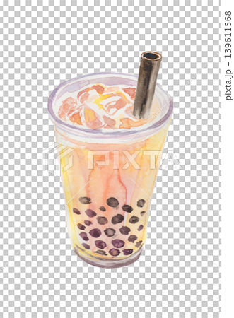 Watercolor illustration of tapioca milk tea Watercolor illustration of tapioca milk tea 139611568
