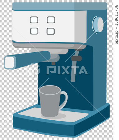 Blue Espresso Coffee Machine Illustration - Modern Home Kitchen Appliance Clipart Blue Espresso Coffee Machine Illustration - Modern Home Kitchen Appliance Clipart 139611736