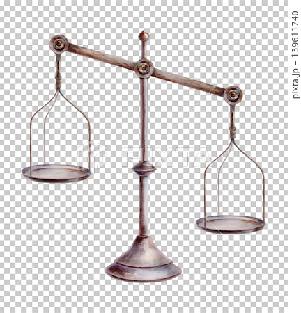 Balanced apothecary scales watercolor in motion. Antique pharmaceutical instrument for measuring herbal ingredients, vintage medicine laboratory branding and organic remedy packaging graphics Balanced apothecary scales watercolor in motion. Antique pharmaceutical instrument for measuring herbal ingredients, vintage medicine laboratory branding and organic remedy packaging graphics 139611740