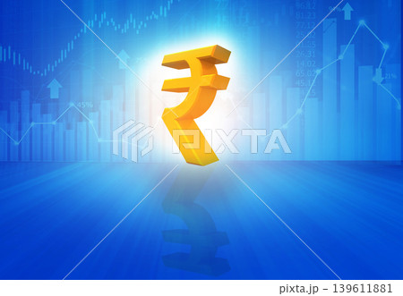 Rupee symbol on stock market graph 139611881