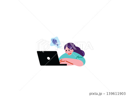 仕事に行き詰まる女性のイラスト 139611903