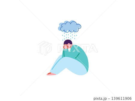 精神的に落ち込む男性のイラスト 精神的に落ち込む男性のイラスト 139611906