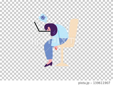 一幅描繪一位被困在工作中的女性的插圖 139611907