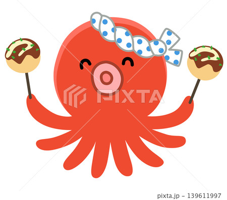 たこ焼き かわいいタコのキャラクター たこ焼き かわいいタコのキャラクター 139611997