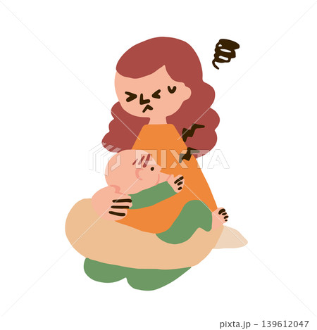 授乳トラブルを抱えるママのイラスト 授乳トラブルを抱えるママのイラスト 139612047