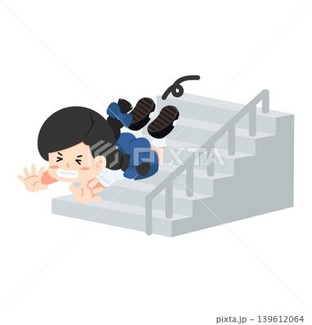 Girl Falling Down Stairs Showing Accident Risk Girl Falling Down Stairs Showing Accident Risk 139612064