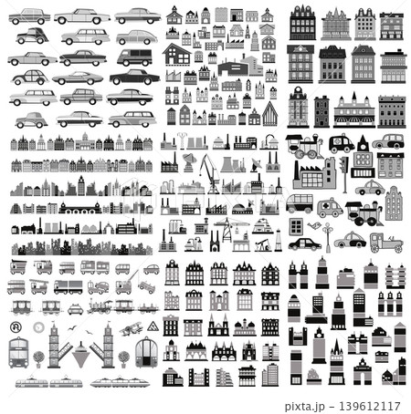 City infrastructure elements showing urban development and transportation City infrastructure elements showing urban development and transportation 139612117