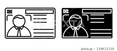Linear icon. Plastic identification card proving identity. Simple black and white vector symbol isolated on white background Linear icon. Plastic identification card proving identity. Simple black and white vector symbol isolated on white background 139612139