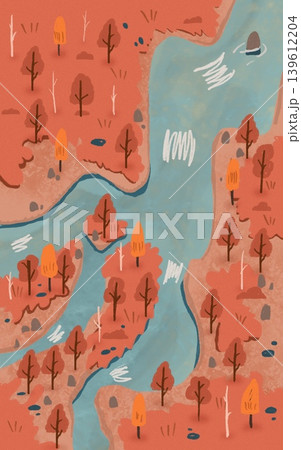 Minimalist Autumn Forest Landscape Illustration for Mobile Wallpaper Minimalist Autumn Forest Landscape Illustration for Mobile Wallpaper 139612204