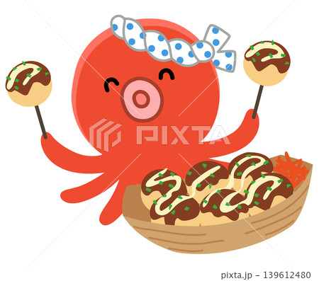 たこ焼き かわいいタコのキャラクター たこ焼き かわいいタコのキャラクター 139612480