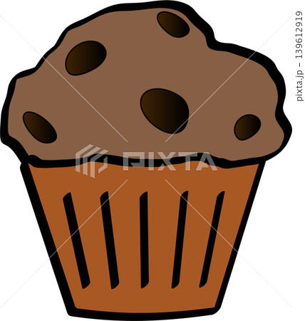 チョコチップカップケーキのシンプルイラスト 139612919