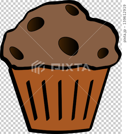 巧克力碎片紙杯蛋糕的簡單插圖 巧克力碎片紙杯蛋糕的簡單插圖 139612919