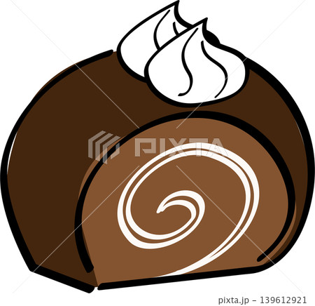 カットされたチョコレートロールケーキのシンプルイラスト カットされたチョコレートロールケーキのシンプルイラスト 139612921