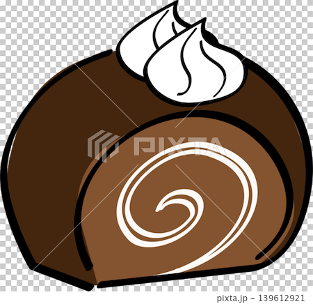 カットされたチョコレートロールケーキのシンプルイラスト カットされたチョコレートロールケーキのシンプルイラスト 139612921