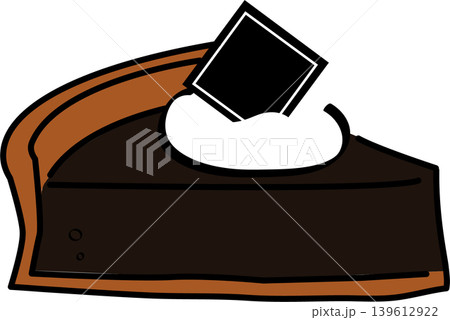 カットされたチョコレートタルトのシンプルイラスト カットされたチョコレートタルトのシンプルイラスト 139612922