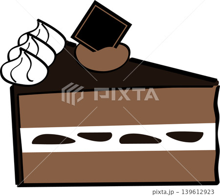 カットされたチョコレートケーキのシンプルイラスト カットされたチョコレートケーキのシンプルイラスト 139612923