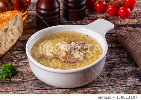 Dietary chicken soup with noodles Dietary chicken soup with noodles 139613107
