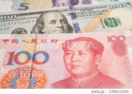 China yuan and dollar banknote money, investment economy business and banking. China yuan and dollar banknote money, investment economy business and banking. 139613204