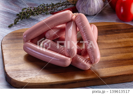 Boiled pork meat sausages heap Boiled pork meat sausages heap 139613517