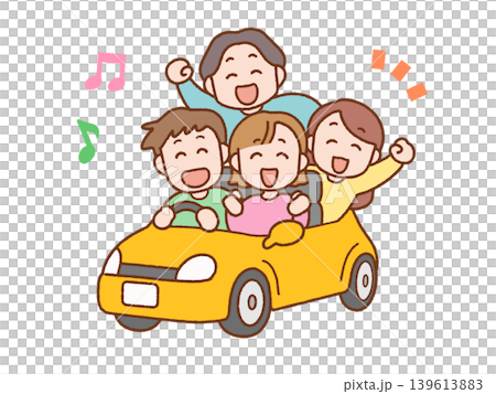 ドライブする男女4人のイラスト|友達・旅行・デート ドライブする男女4人のイラスト|友達・旅行・デート 139613883