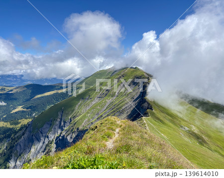 Sharp alpine ridge of Mont Joly near Les Contamines-Montjoie, France Sharp alpine ridge of Mont Joly near Les Contamines-Montjoie, France 139614010