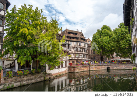 Historic canal houses in Strasbourg France reflections view 139614032