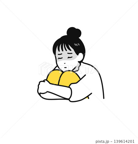うつ病 孤独 引きこもり 落ち込む まとめ髪の若い女性 うつ病 孤独 引きこもり 落ち込む まとめ髪の若い女性 139614201