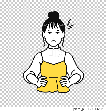 イライラ 不機嫌 ストレス 怒る まとめ髪の若い女性 イライラ 不機嫌 ストレス 怒る まとめ髪の若い女性 139614203
