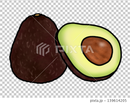 Whole avocado and avocado cut in half Whole avocado and avocado cut in half 139614205