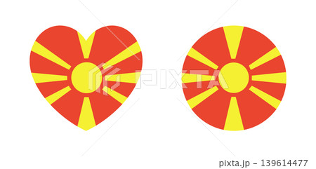 Flag of North Macedonia. Set of North Macedonia Republic heart, round flag sticker, background. Circle, heart flag icon, badge, button, banner. Flag of North Macedonia. Set of North Macedonia Republic heart, round flag sticker, background. Circle, heart flag icon, badge, button, banner. 139614477