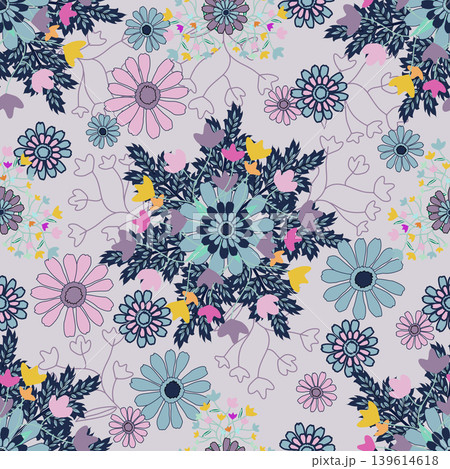 Floral seamless pattern, Flower chintz pattern seamless vector border print. Botanical batik background. Arabesque floral ornament motif for decoration fabric, women clothing, scarf, wallpaper design Floral seamless pattern, Flower chintz pattern seamless vector border print. Botanical batik background. Arabesque floral ornament motif for decoration fabric, women clothing, scarf, wallpaper design 139614618