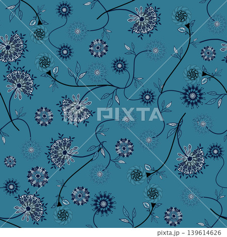 Floral seamless pattern, Flower chintz pattern seamless vector border print. Botanical batik background. Arabesque floral ornament motif for decoration fabric, women clothing, scarf, wallpaper design Floral seamless pattern, Flower chintz pattern seamless vector border print. Botanical batik background. Arabesque floral ornament motif for decoration fabric, women clothing, scarf, wallpaper design 139614626