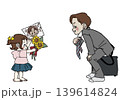 父の日に、ひまわりと似顔絵をお父さんに贈る女の子 父の日に、ひまわりと似顔絵をお父さんに贈る女の子 139614824