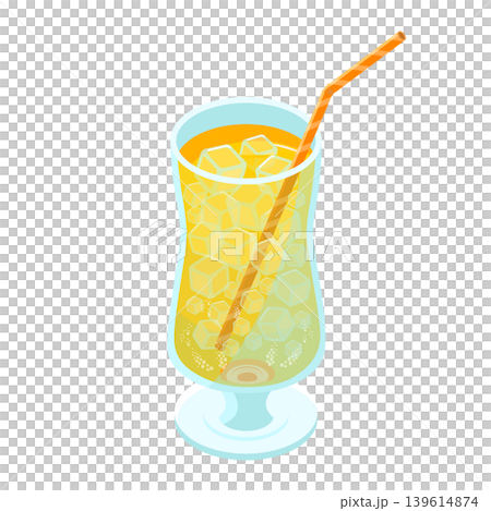 レモンソーダとストローの爽やかなイラスト レモンソーダとストローの爽やかなイラスト 139614874